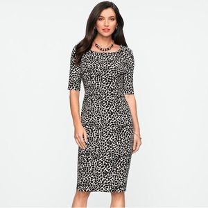 Talbots Black and White Leopard Print Sheath Dress Size 2 Petite